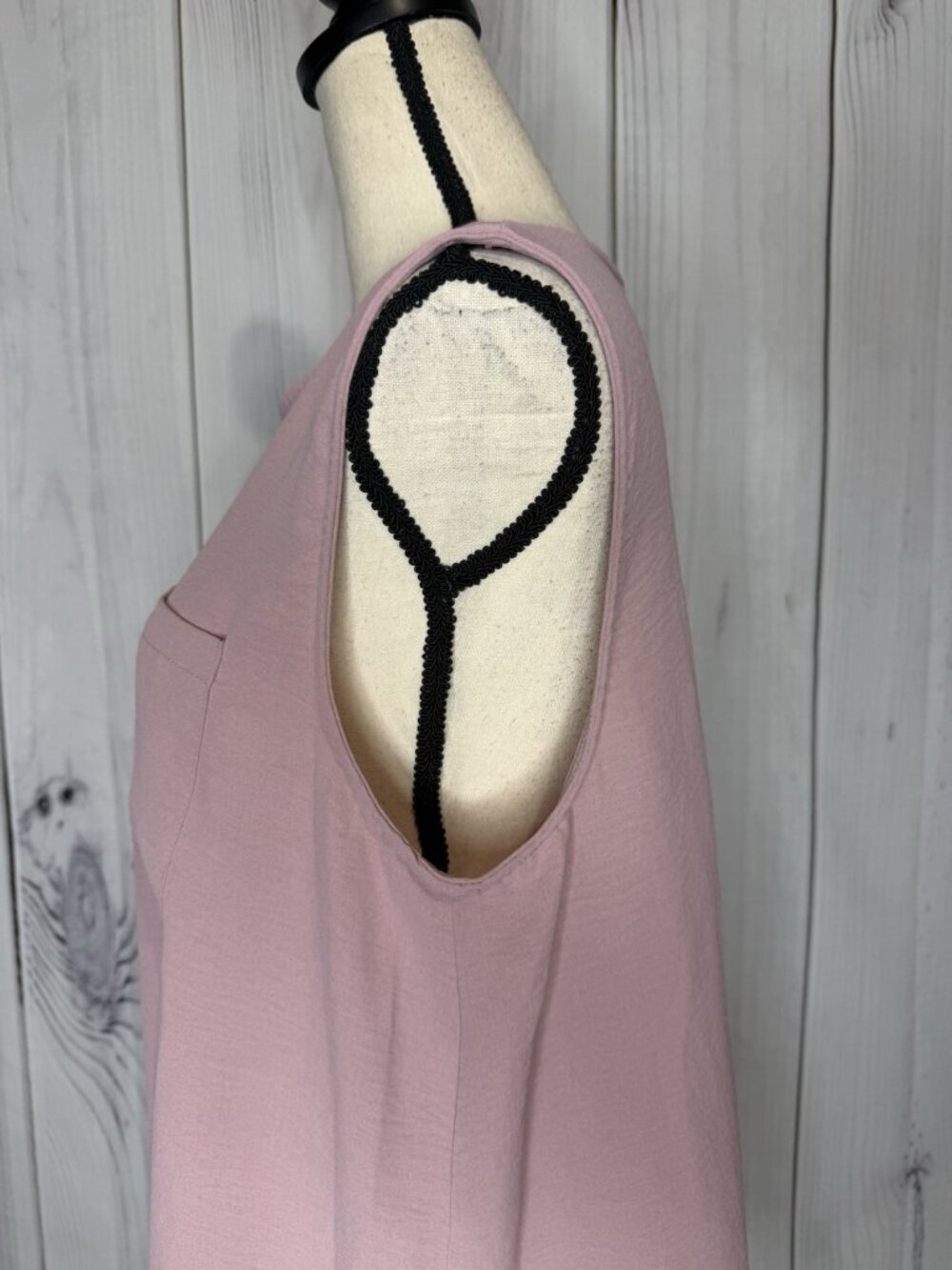 Cotton Bleu Pale Mauve Scoop Neck Tank Top Sleeveless Sz L Pocket - Picture 11 of 13